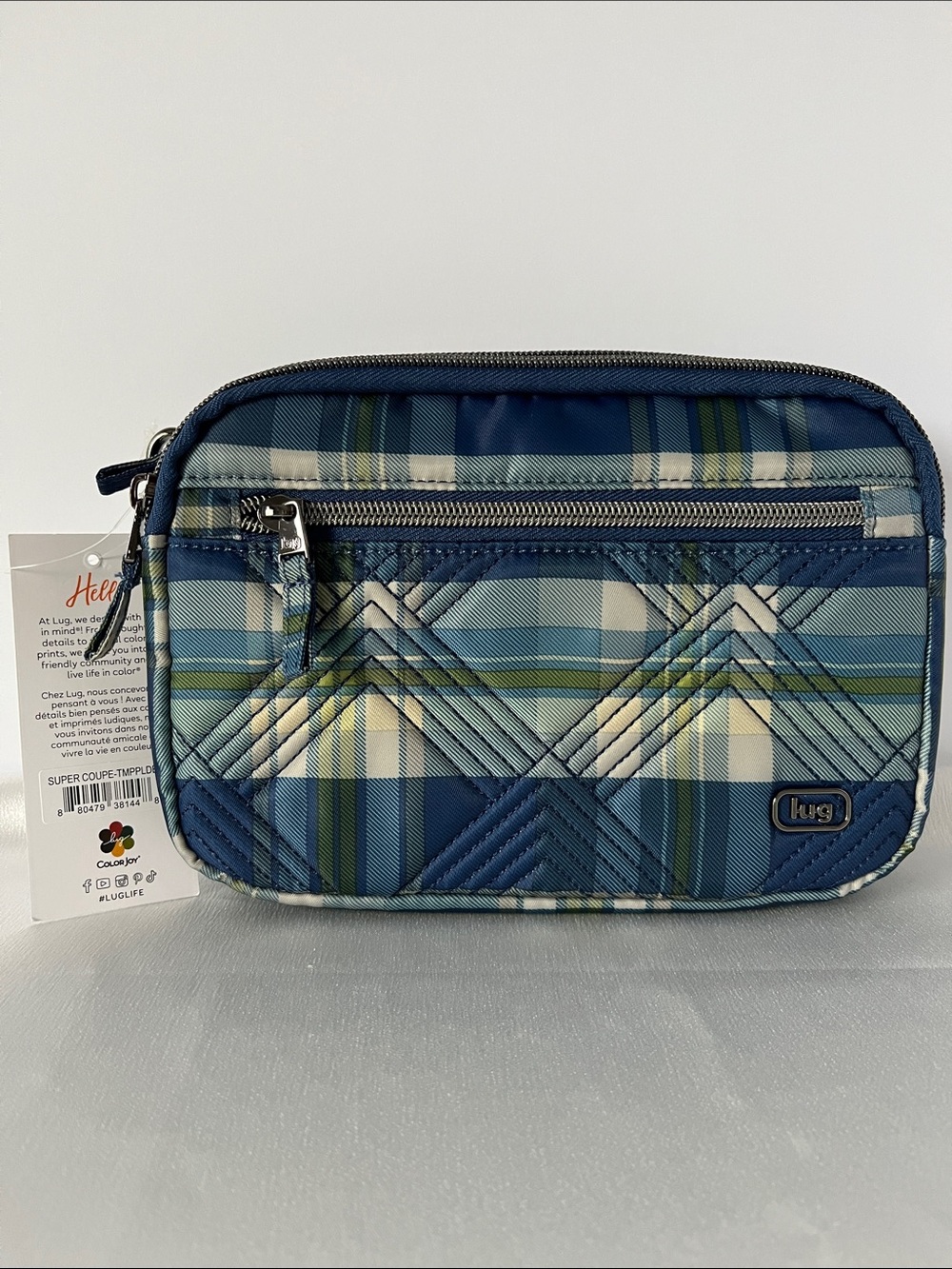 LUG - Super Coupe 2 Convertible Crossbody Bag in Tempo Plaid Blue